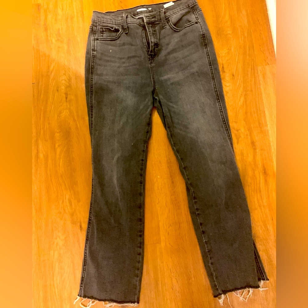 black vintage wash high waisted flare ankle jeans